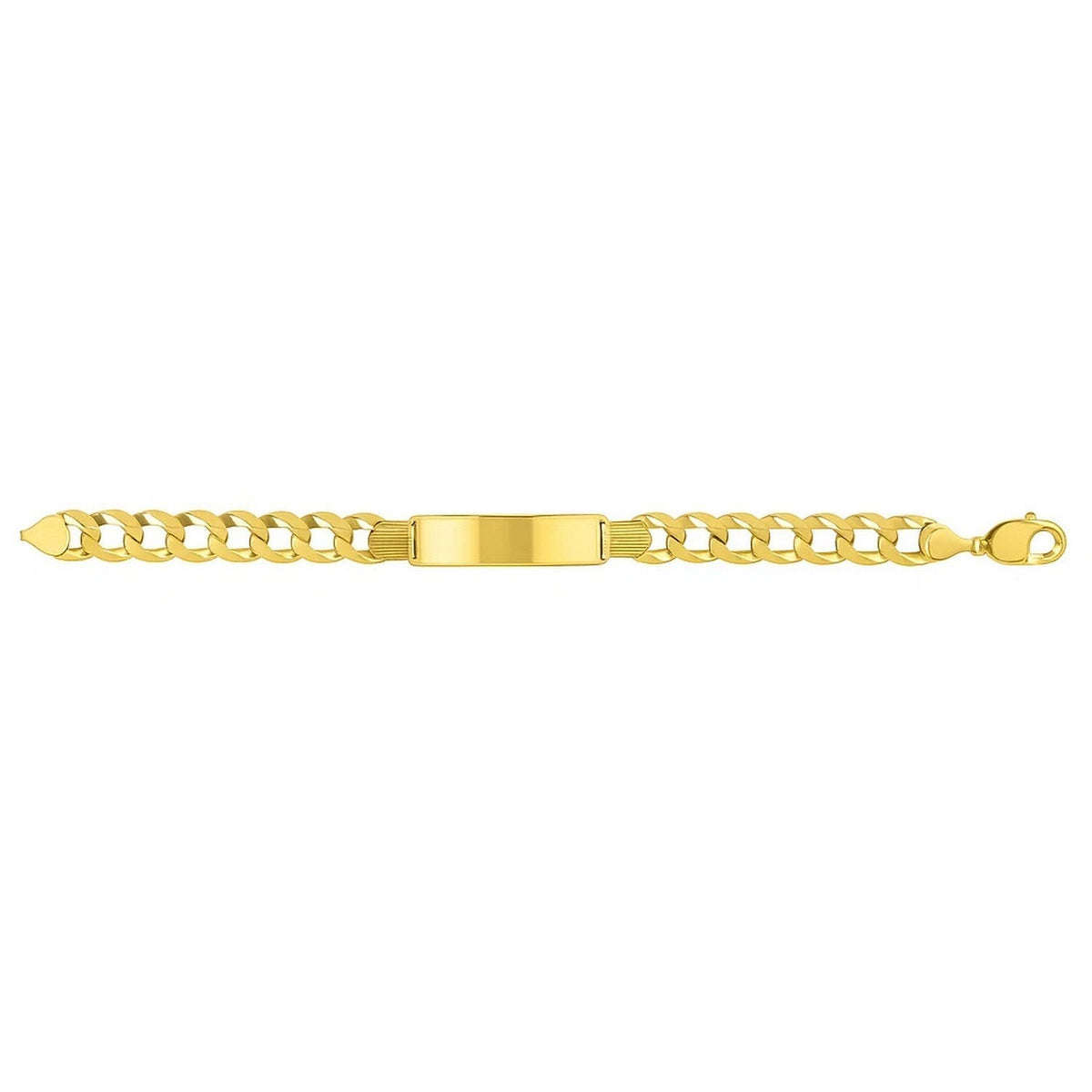 14k Yellow Gold 8 1/2 inch Mens Wide Curb Chain ID Bracelet (10.00 mm) - LinkagejewelrydesignLinkagejewelrydesign