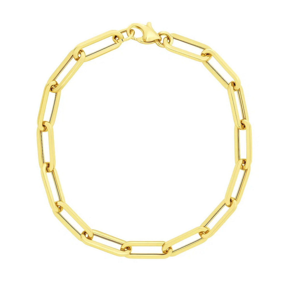14k Yellow Gold 8 inch Extra Wide Paperclip Chain Bracelet (9.60 mm) - LinkagejewelrydesignLinkagejewelrydesign