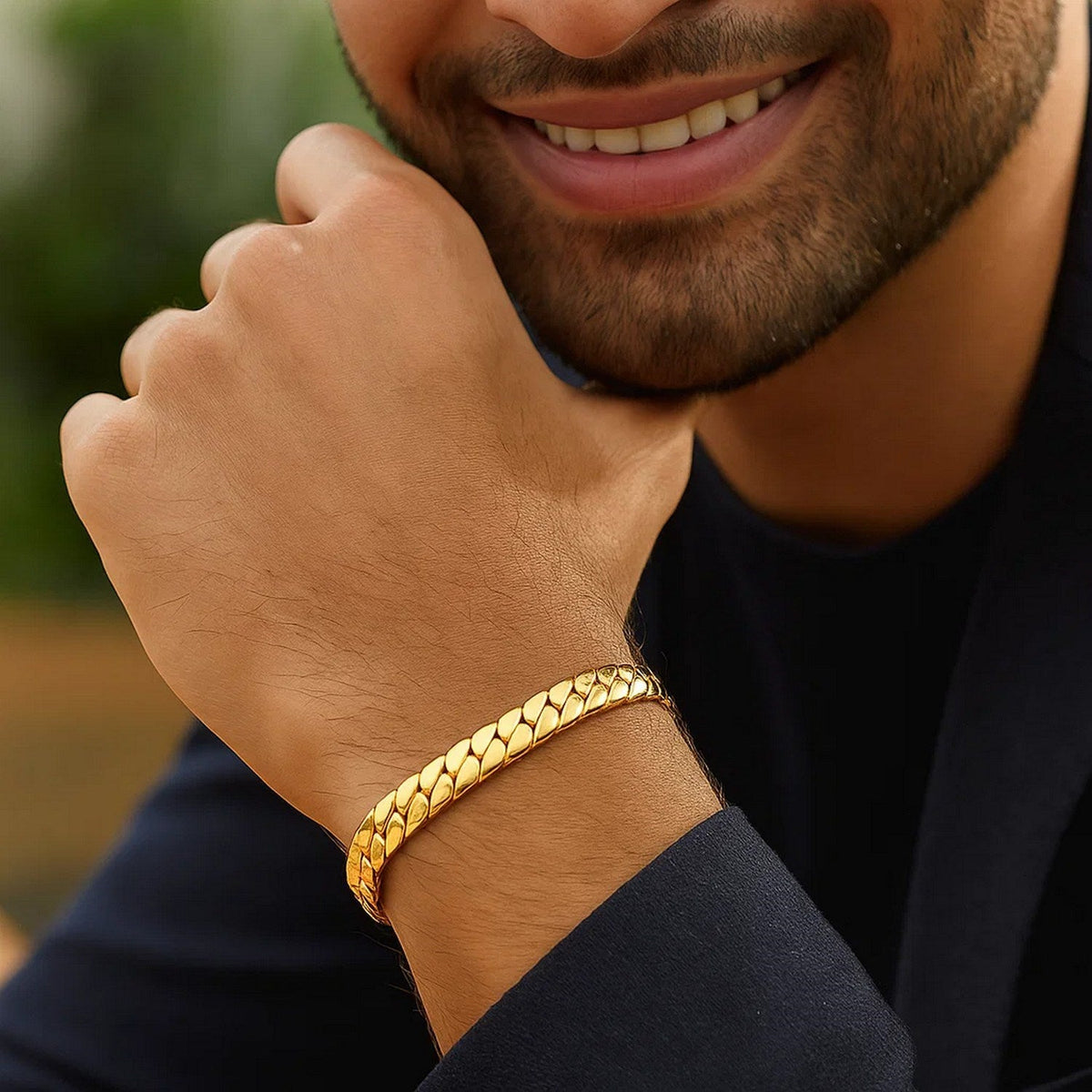 14k Yellow Gold 8 inch Mens Curb Chain Bracelet - LinkagejewelrydesignLinkagejewelrydesign