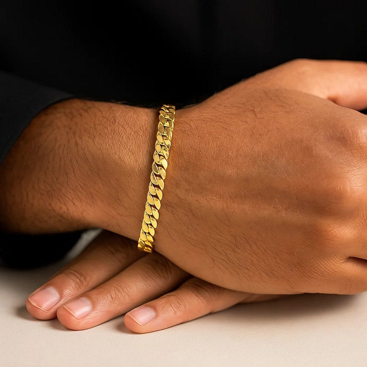 14k Yellow Gold 8 inch Mens Curb Chain Bracelet - LinkagejewelrydesignLinkagejewelrydesign