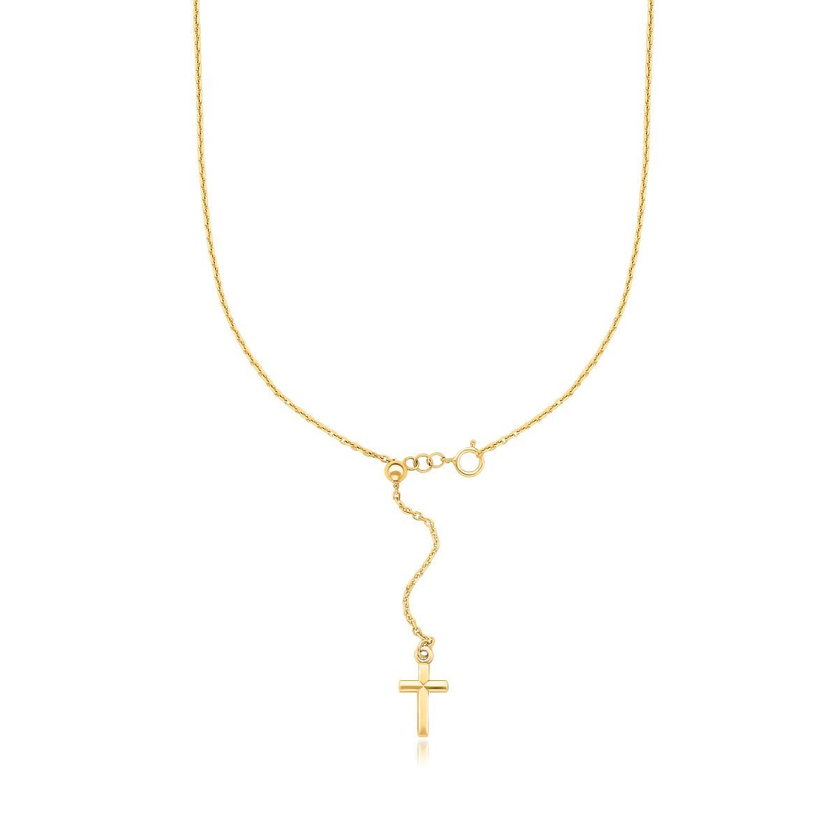 14K Yellow Gold Adjustable Cross Necklace - LinkagejewelrydesignLinkagejewelrydesign