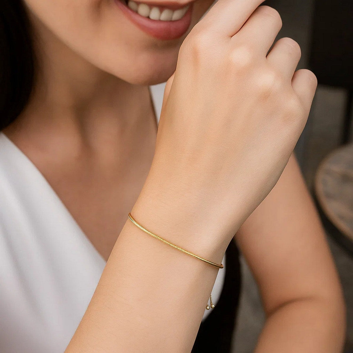 14k Yellow Gold Adjustable Lariat Style Heart Motif Bracelet (1.00 mm) - LinkagejewelrydesignLinkagejewelrydesign