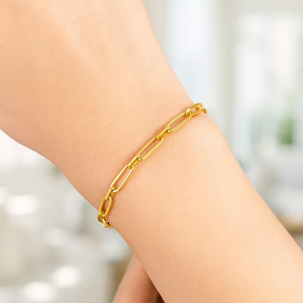 14k Yellow Gold Alternating Paperclip Bracelet (2.80 mm) - LinkagejewelrydesignLinkagejewelrydesign