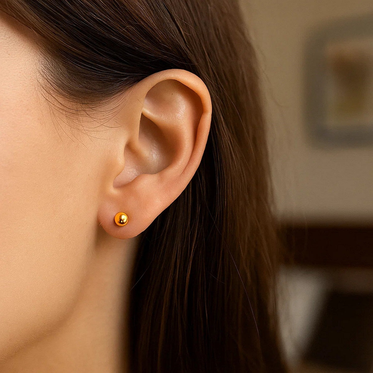 14k Yellow Gold Ball Style Stud Earrings (4.0 mm) - LinkagejewelrydesignLinkagejewelrydesign