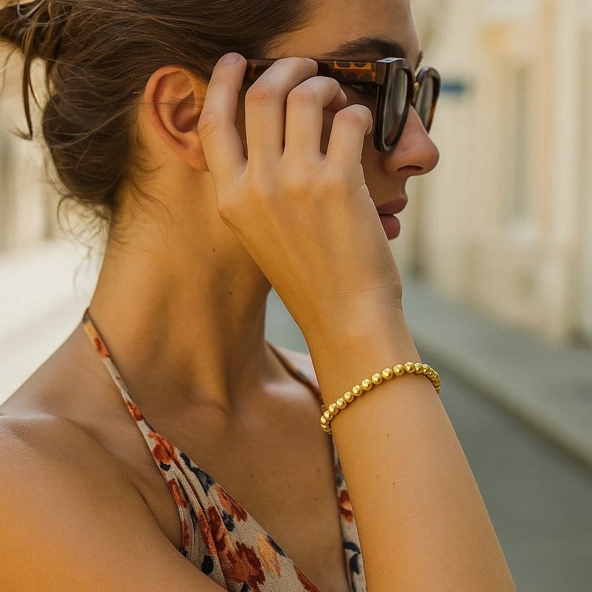 14k Yellow Gold Bead Bracelet (4.00 mm) - LinkagejewelrydesignLinkagejewelrydesign