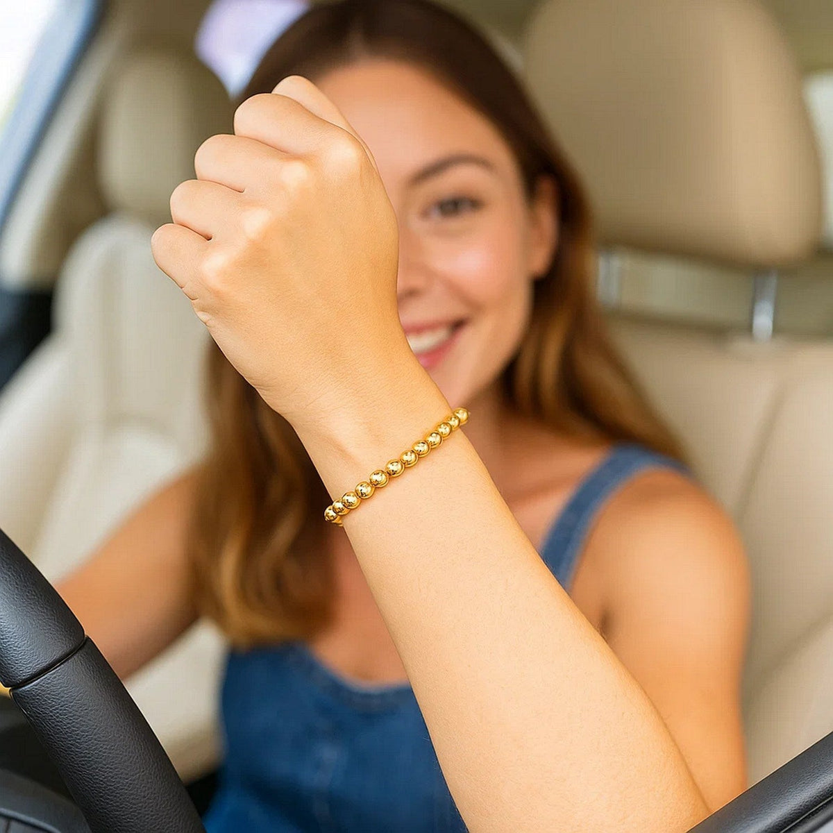 14k Yellow Gold Bead Bracelet (5.00 mm) - LinkagejewelrydesignLinkagejewelrydesign