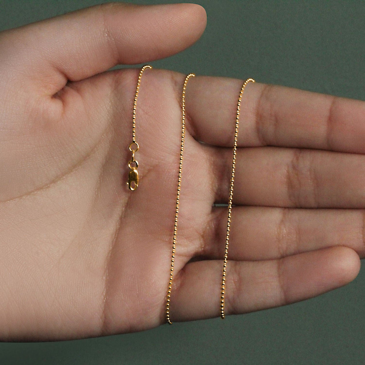 14k Yellow Gold Bead Chain 1.0mm (1.00 mm) - LinkagejewelrydesignLinkagejewelrydesign