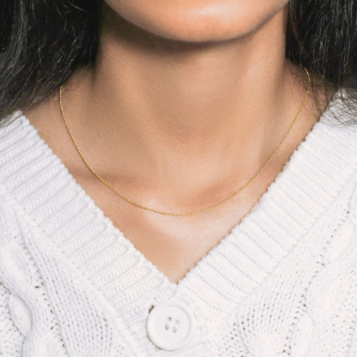 14k Yellow Gold Bead Chain 1.0mm (1.00 mm) - LinkagejewelrydesignLinkagejewelrydesign