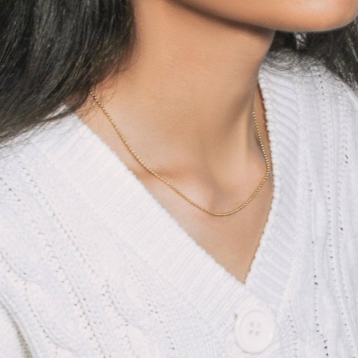 14k Yellow Gold Bead Chain 1.5mm (1.50 mm) - LinkagejewelrydesignLinkagejewelrydesign