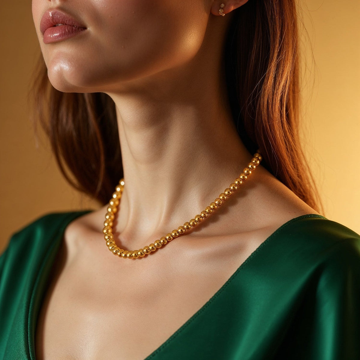 14k Yellow Gold Bead Chain (3mm) - LinkagejewelrydesignLinkagejewelrydesign