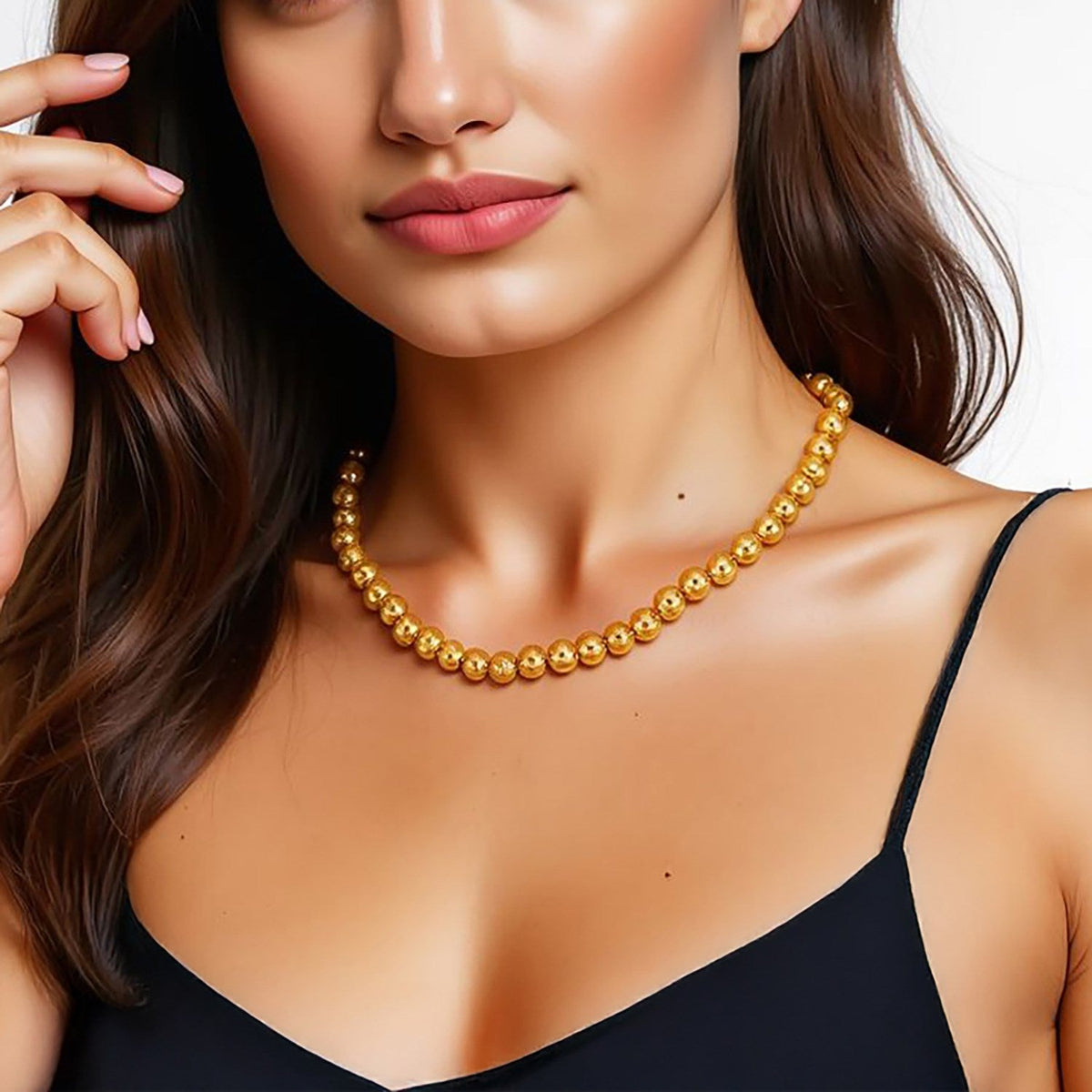 14k Yellow Gold Bead Chain Necklace(5mm) - LinkagejewelrydesignLinkagejewelrydesign