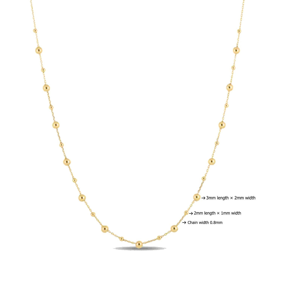 14k Yellow Gold Bead Necklace - LinkagejewelrydesignLinkagejewelrydesign