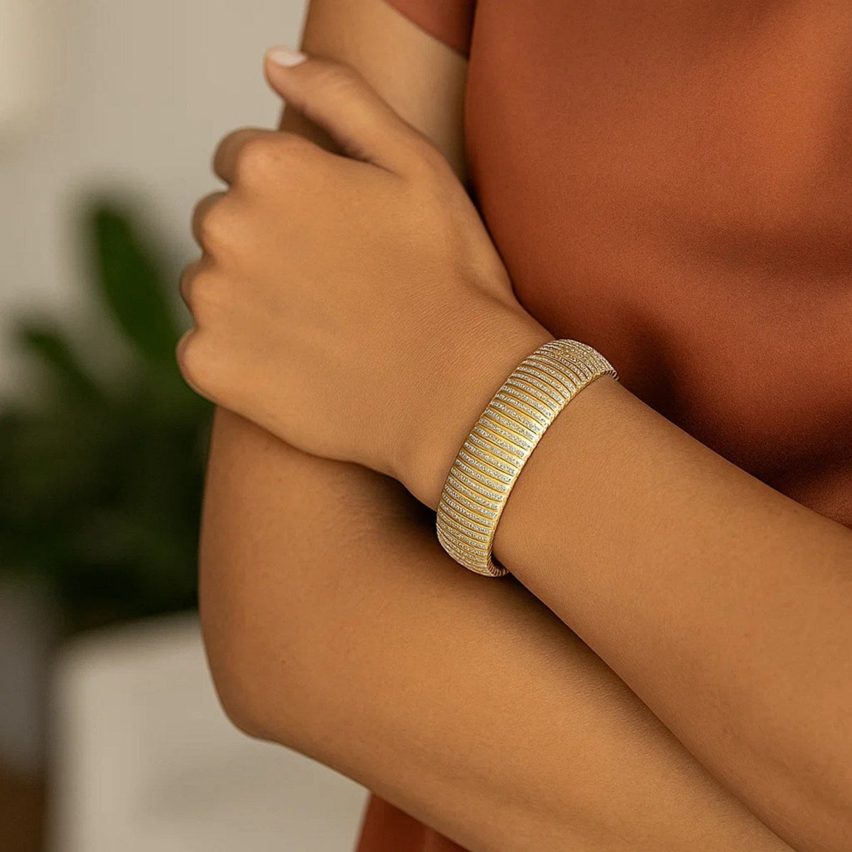 14k Yellow Gold Bold Diamante Flex Bracelet (17.10 mm) - LinkagejewelrydesignLinkagejewelrydesign
