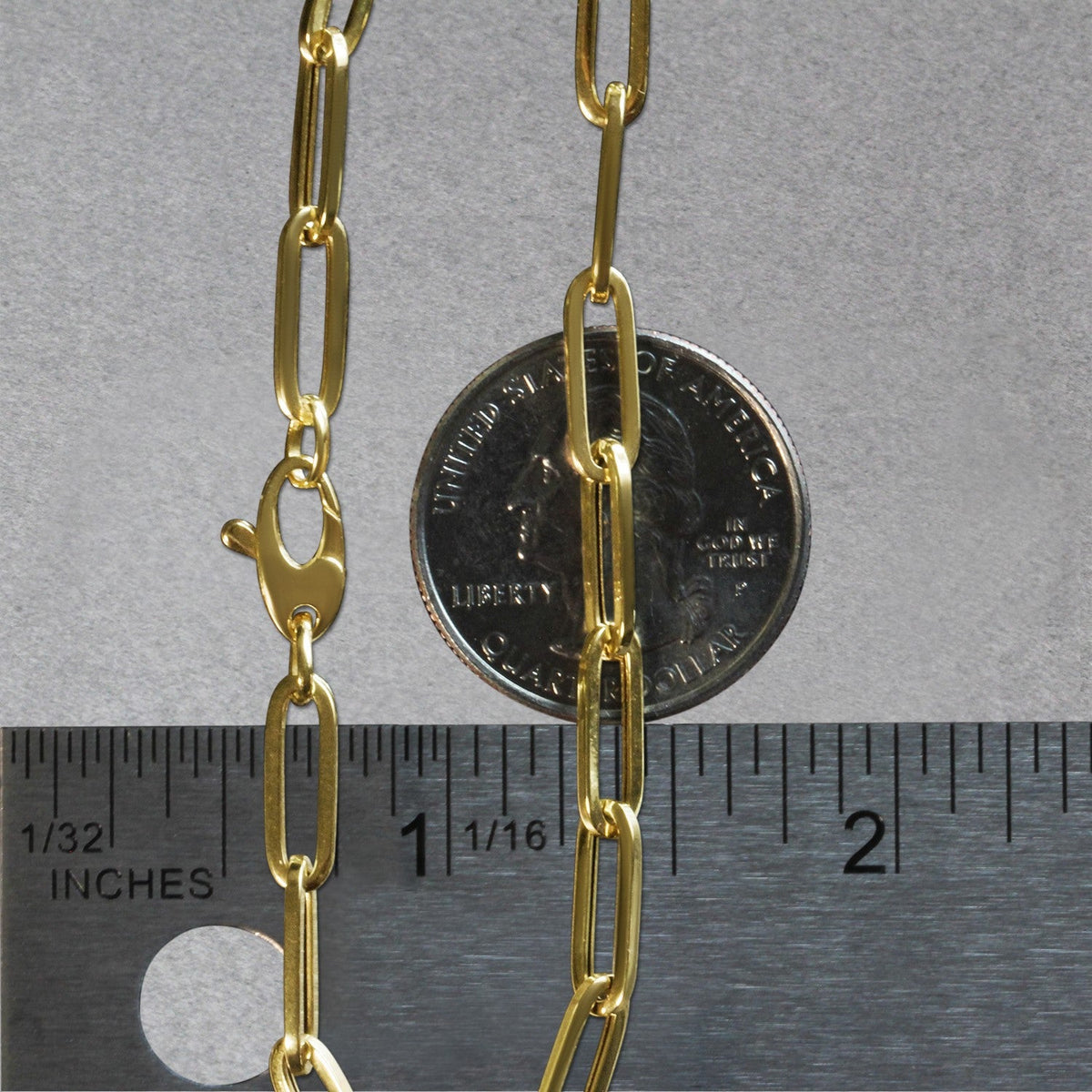 14K Yellow Gold Bold Paperclip Chain Bracelet (4.20 mm) - LinkagejewelrydesignLinkagejewelrydesign