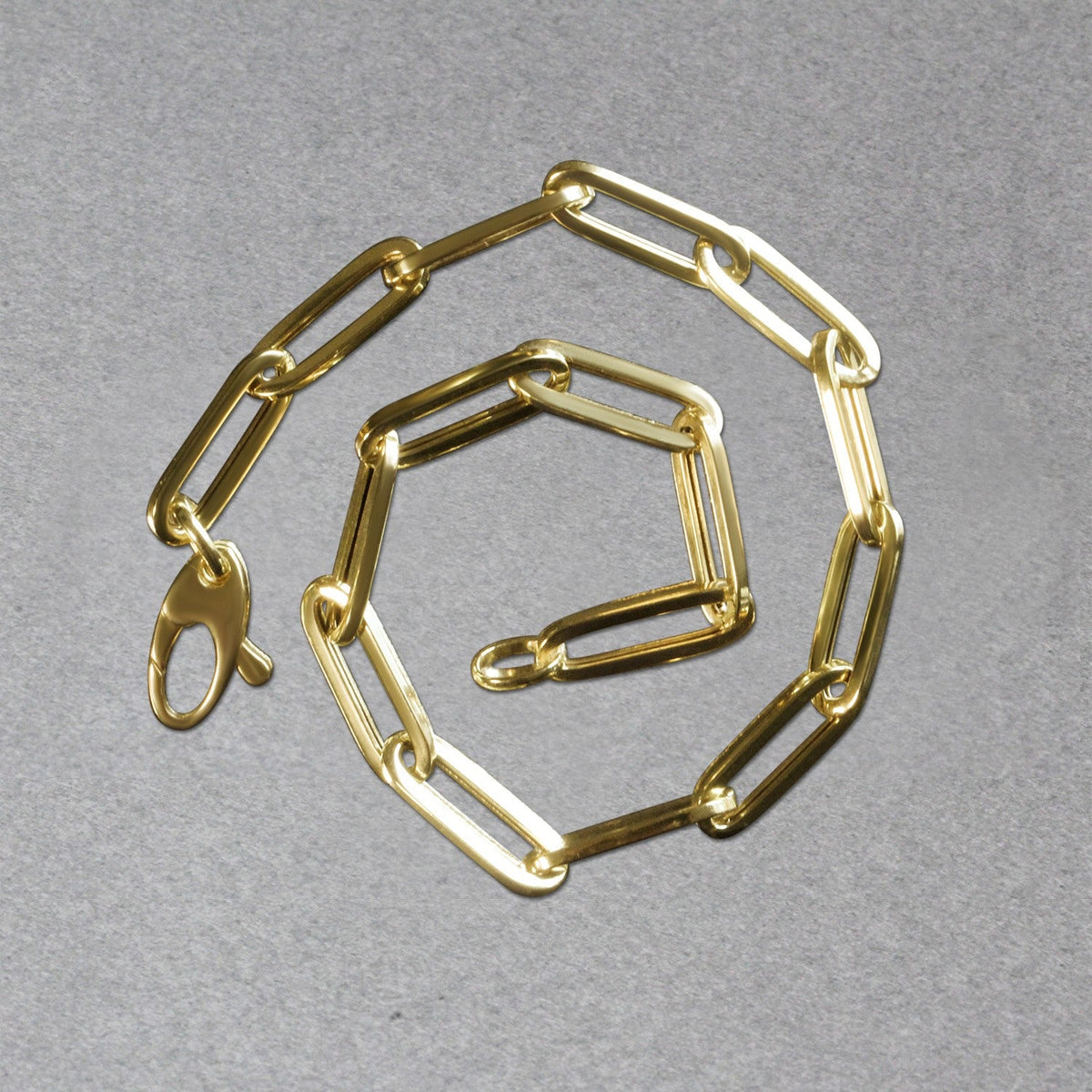 14K Yellow Gold Bold Paperclip Chain Bracelet (4.20 mm) - LinkagejewelrydesignLinkagejewelrydesign