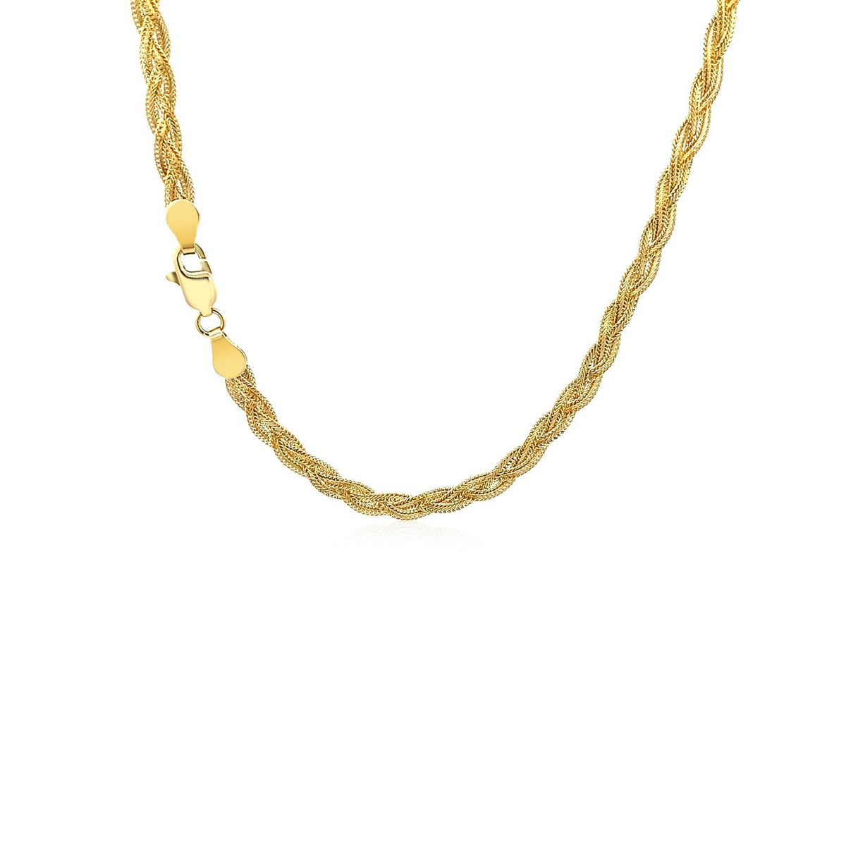 14k Yellow Gold Braided Chain (3.50 mm) - LinkagejewelrydesignLinkagejewelrydesign
