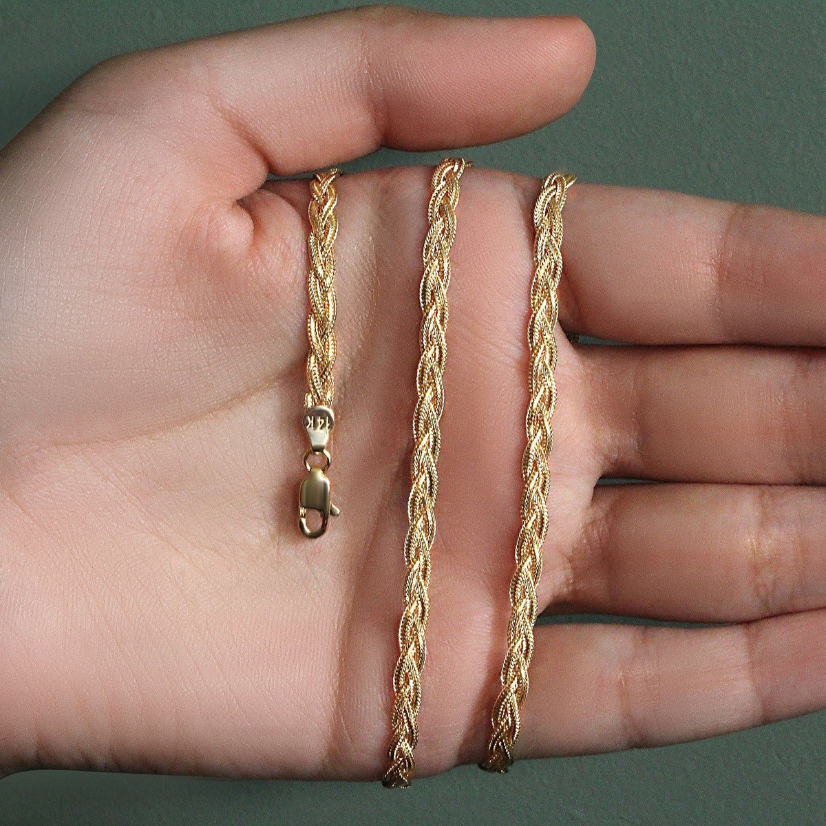 14k Yellow Gold Braided Chain (3.50 mm) - LinkagejewelrydesignLinkagejewelrydesign