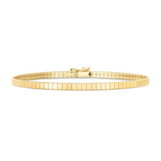 14k Yellow Gold Brick Omega Bracelet (3.20 mm) - LinkagejewelrydesignLinkagejewelrydesign