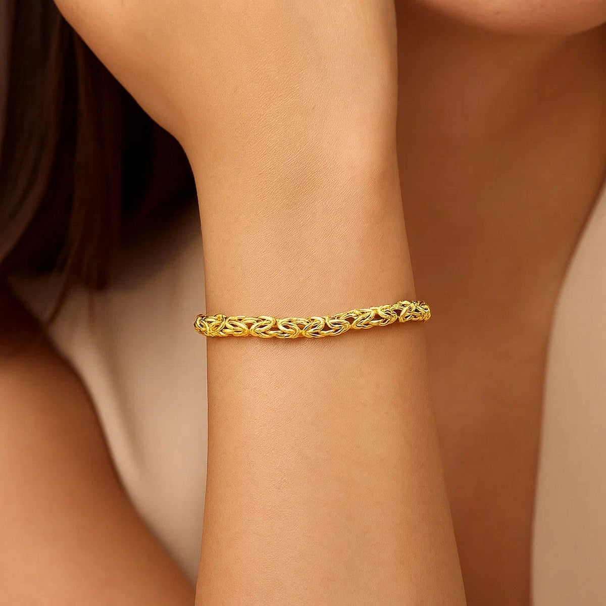 14k Yellow Gold Byzantine Link Shiny Bracelet (6.00 mm) - LinkagejewelrydesignLinkagejewelrydesign