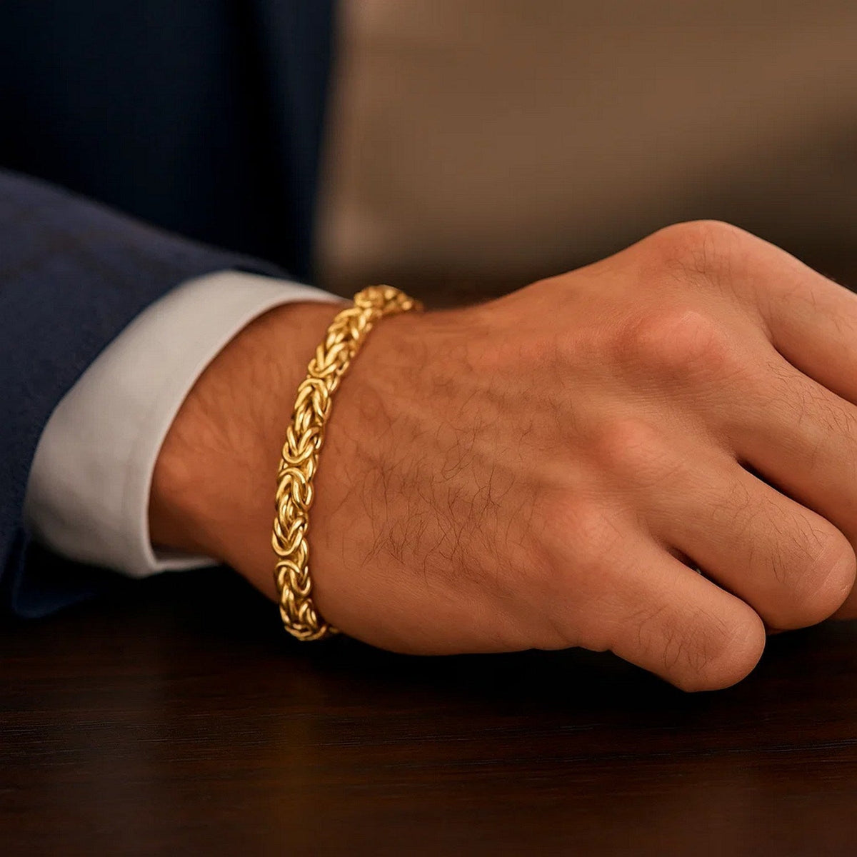 14k Yellow Gold Byzantine Link Stylish Bracelet (9.00 mm) - LinkagejewelrydesignLinkagejewelrydesign