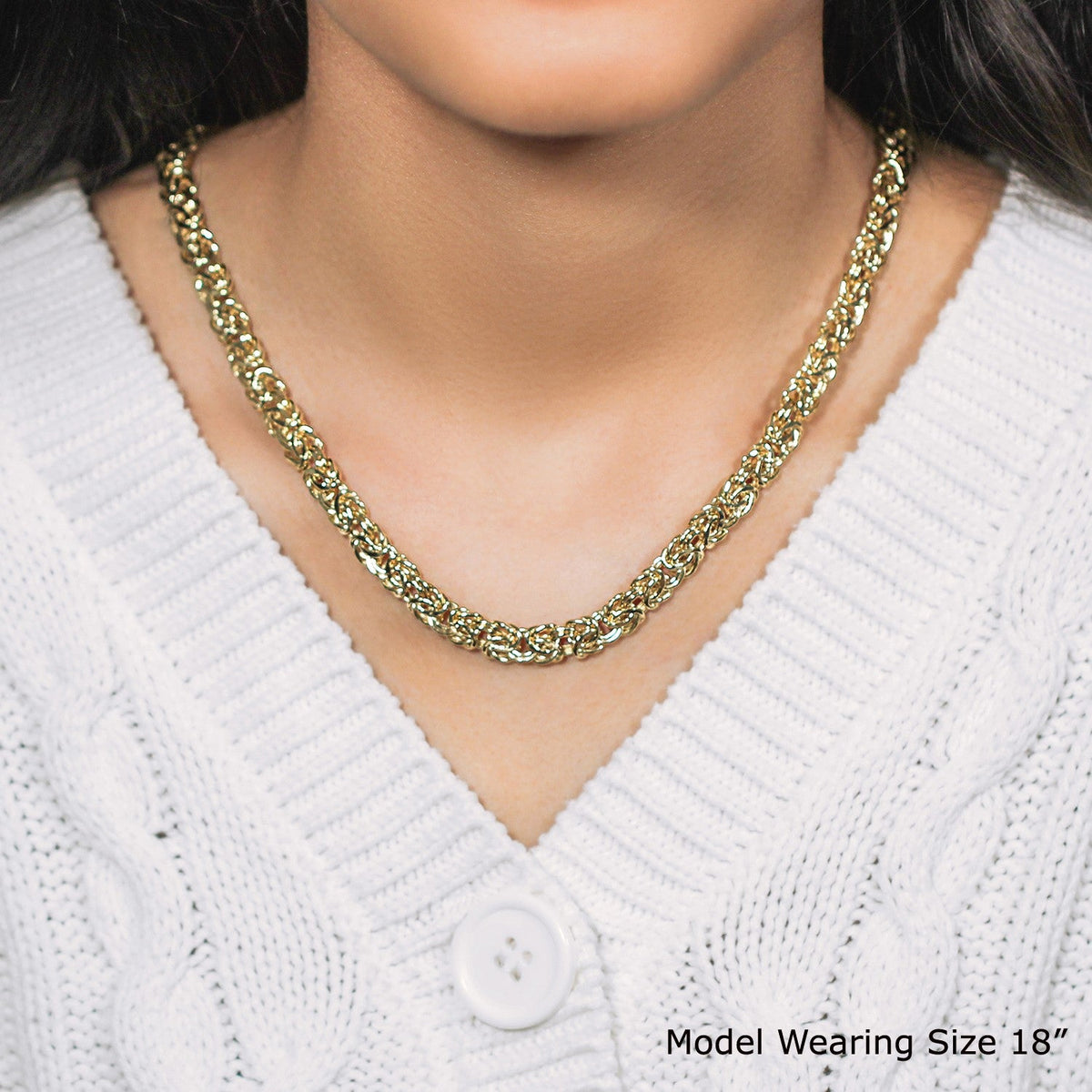 14k Yellow Gold Byzantine Motif Chain Necklace - LinkagejewelrydesignLinkagejewelrydesign