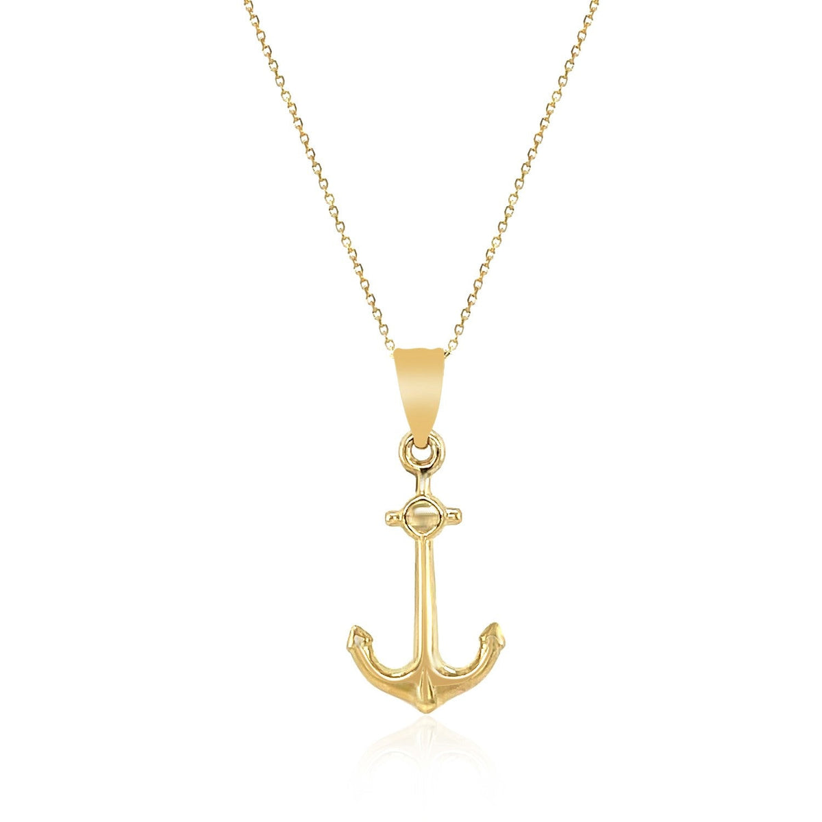14k Yellow Gold Cable Chain with Anchor Pendant - LinkagejewelrydesignLinkagejewelrydesign