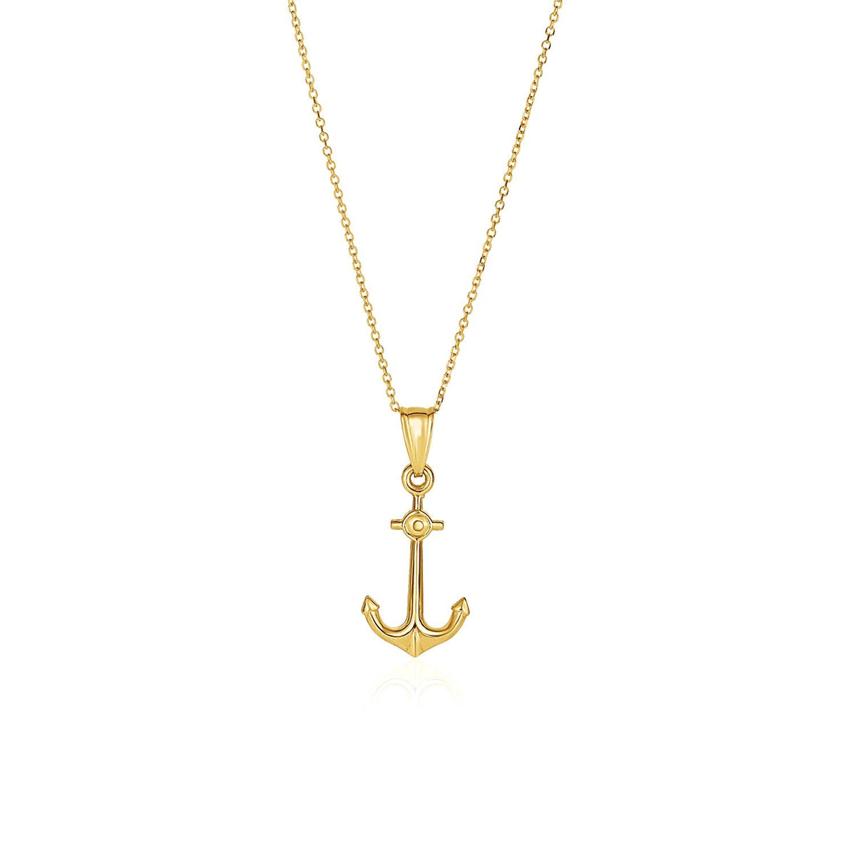 14k Yellow Gold Cable Chain with Anchor Pendant - LinkagejewelrydesignLinkagejewelrydesign
