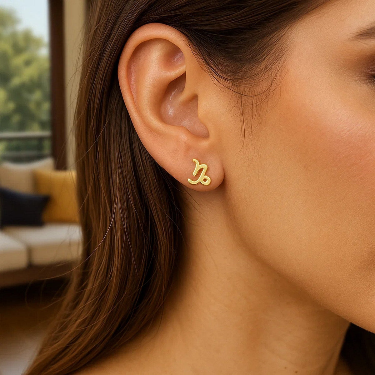 14k Yellow Gold Capricorn Stud Earrings - LinkagejewelrydesignLinkagejewelrydesign