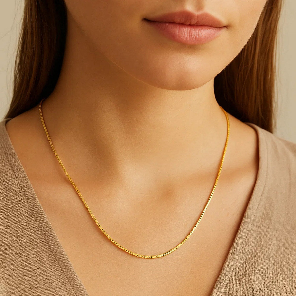 14k Yellow Gold Classic Box Chain (0.60 mm) - LinkagejewelrydesignLinkagejewelrydesign