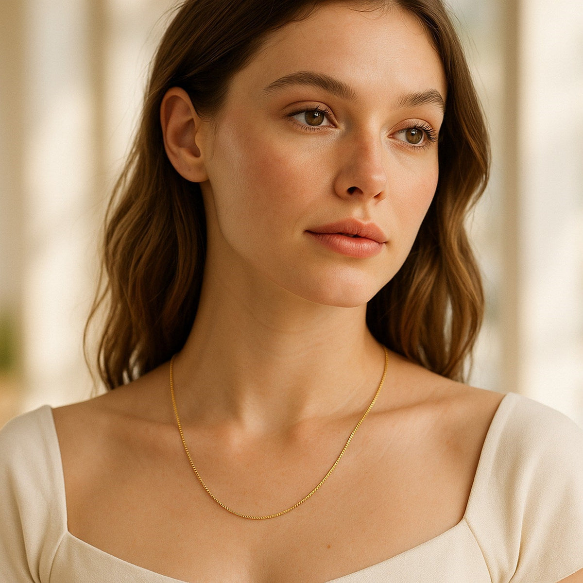 14k Yellow Gold Classic Box Chain (0.68 mm) - LinkagejewelrydesignLinkagejewelrydesign