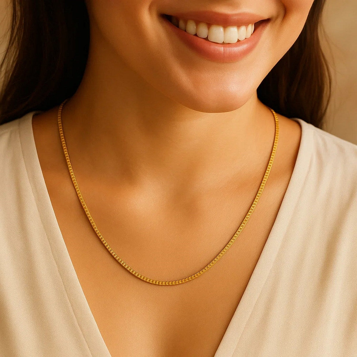 14k Yellow Gold Classic Box Chain (0.68 mm) - LinkagejewelrydesignLinkagejewelrydesign
