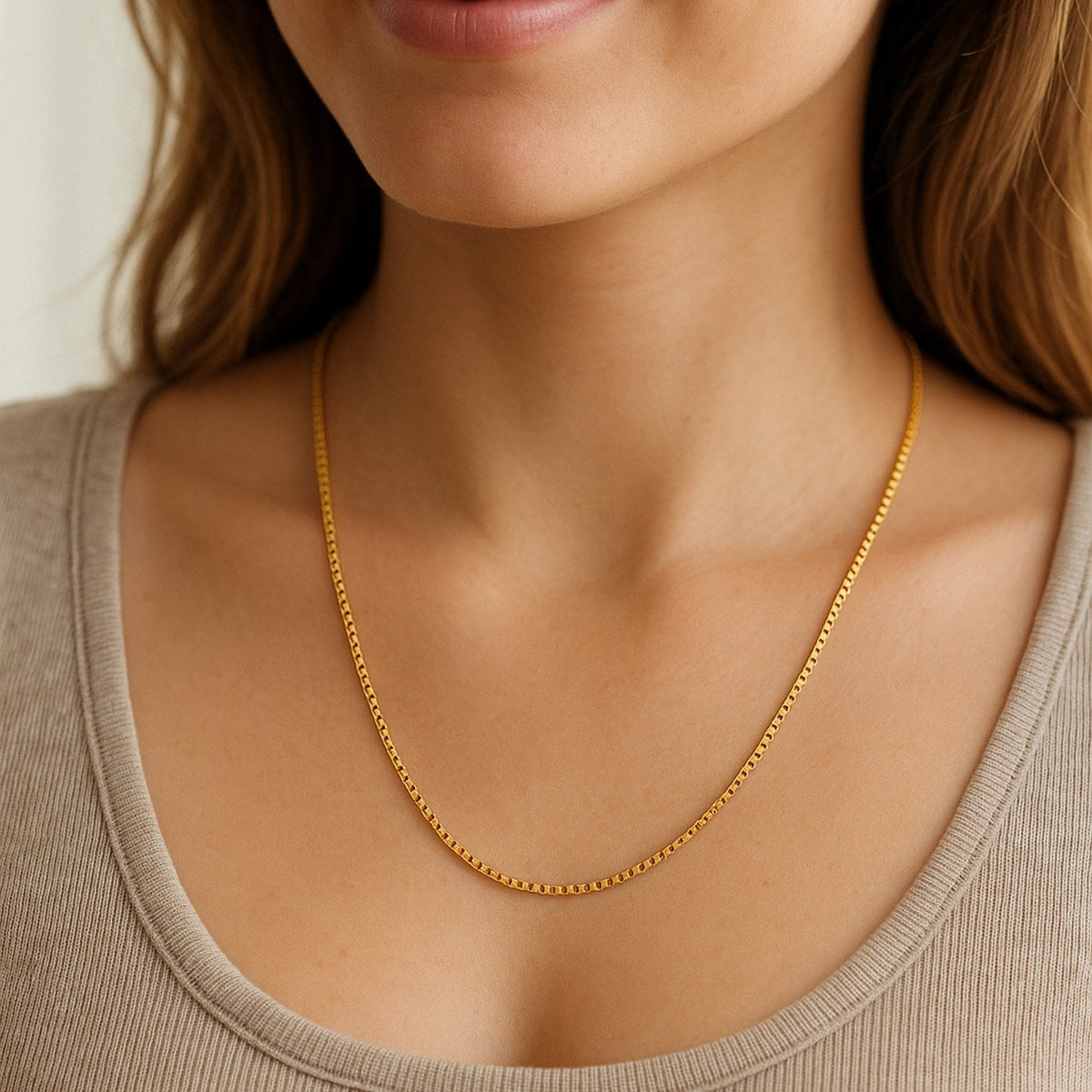14k Yellow Gold Classic Box Chain (1.1 mm) - LinkagejewelrydesignLinkagejewelrydesign
