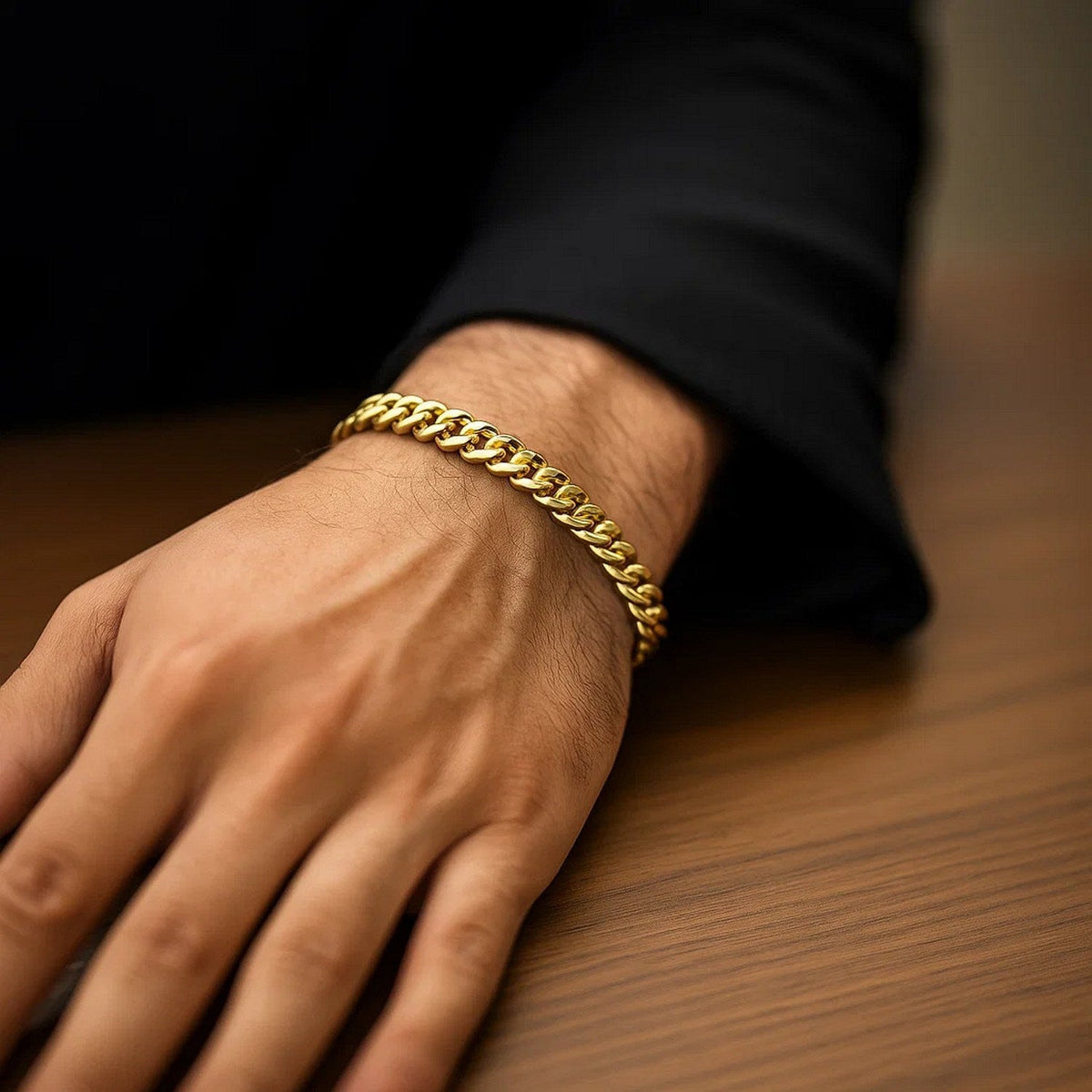 14k Yellow Gold Classic Miami Cuban Solid Bracelet (6.10 mm) - LinkagejewelrydesignLinkagejewelrydesign