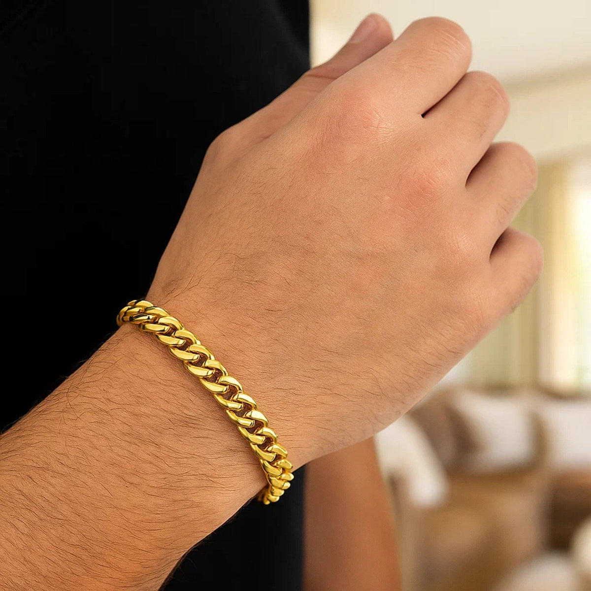 14k Yellow Gold Classic Miami Cuban Solid Bracelet (7.10 mm) - LinkagejewelrydesignLinkagejewelrydesign