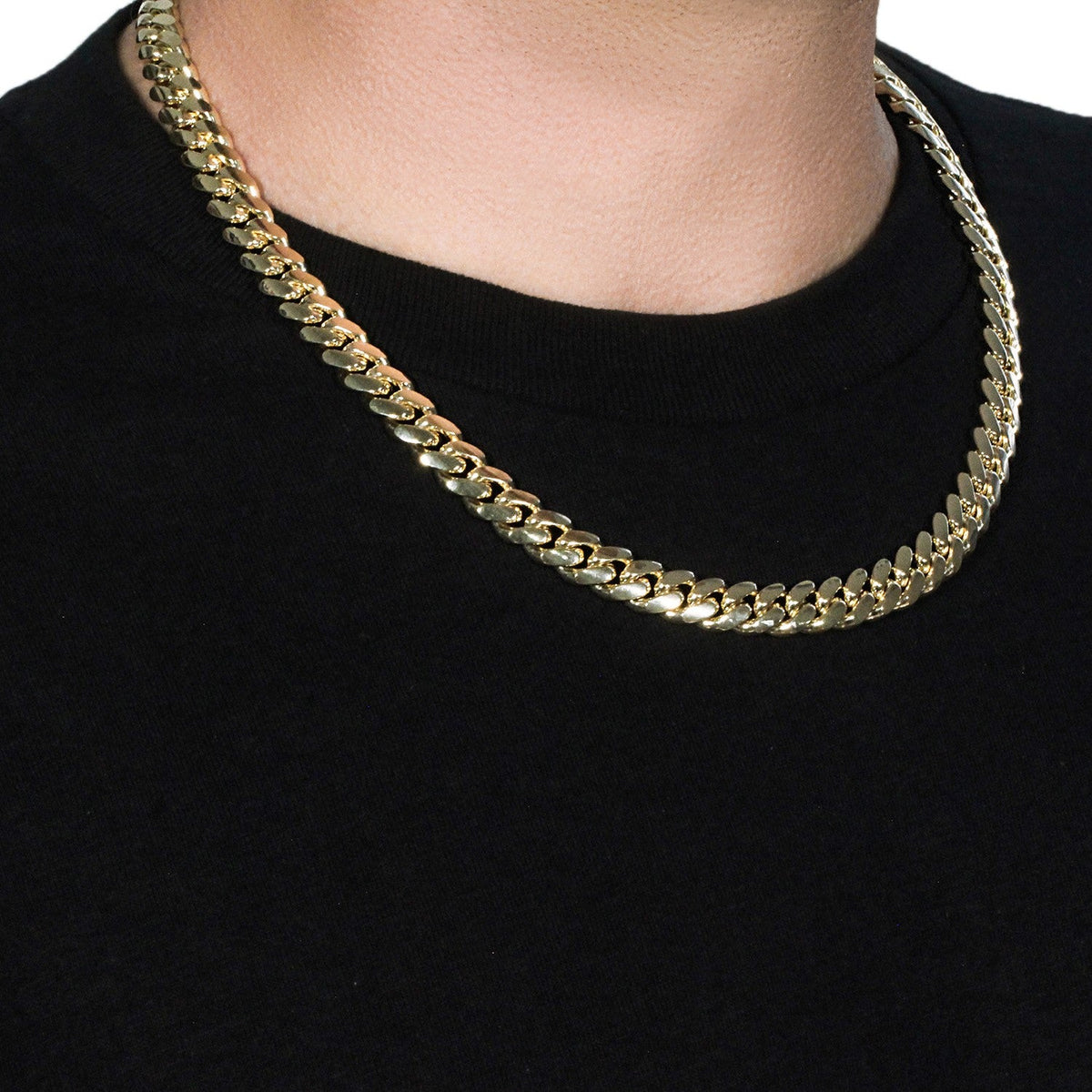 14k Yellow Gold Classic Miami Cuban Solid Chain (10.10 mm) - LinkagejewelrydesignLinkagejewelrydesign