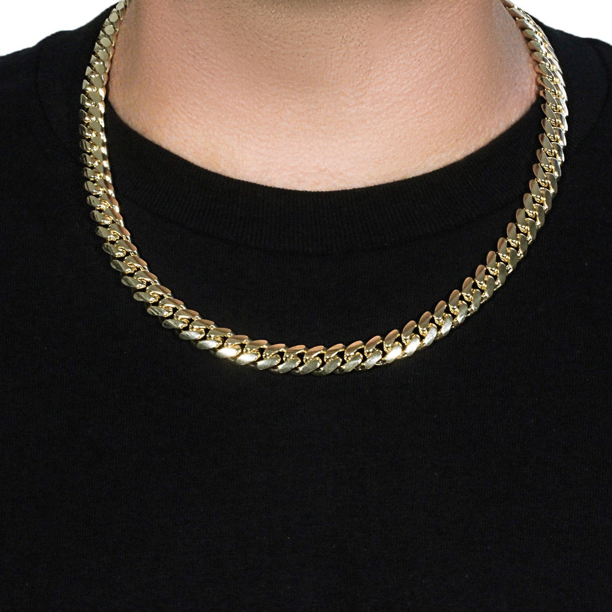 14k Yellow Gold Classic Miami Cuban Solid Chain (10.10 mm) - LinkagejewelrydesignLinkagejewelrydesign