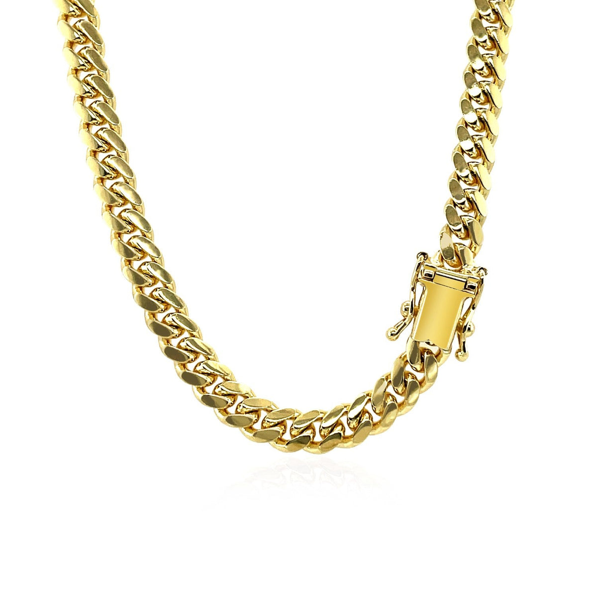 14k Yellow Gold Classic Miami Cuban Solid Chain (5.00 mm) - LinkagejewelrydesignLinkagejewelrydesign