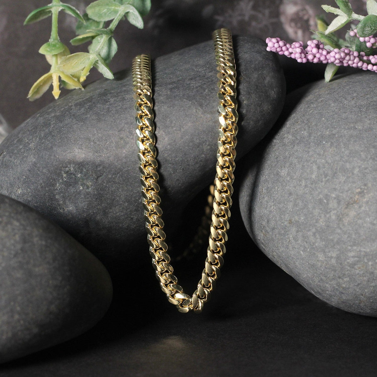 14k Yellow Gold Classic Miami Cuban Solid Chain (5.00 mm) - LinkagejewelrydesignLinkagejewelrydesign