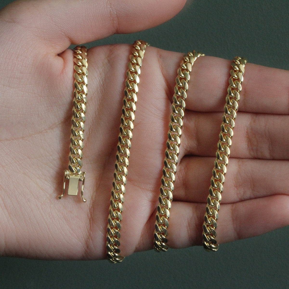 14k Yellow Gold Classic Miami Cuban Solid Chain (5.00 mm) - LinkagejewelrydesignLinkagejewelrydesign
