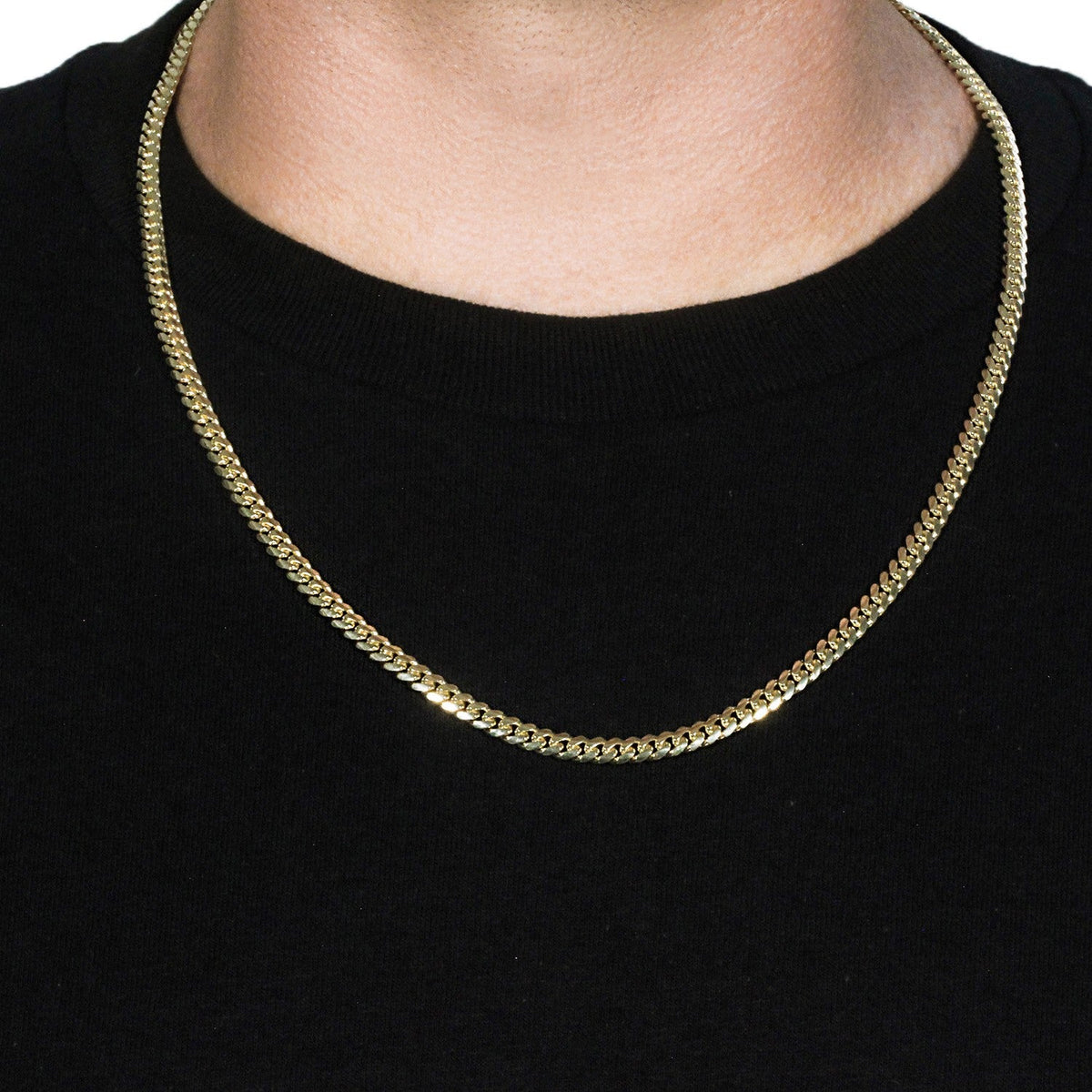 14k Yellow Gold Classic Miami Cuban Solid Chain (5.00 mm) - LinkagejewelrydesignLinkagejewelrydesign