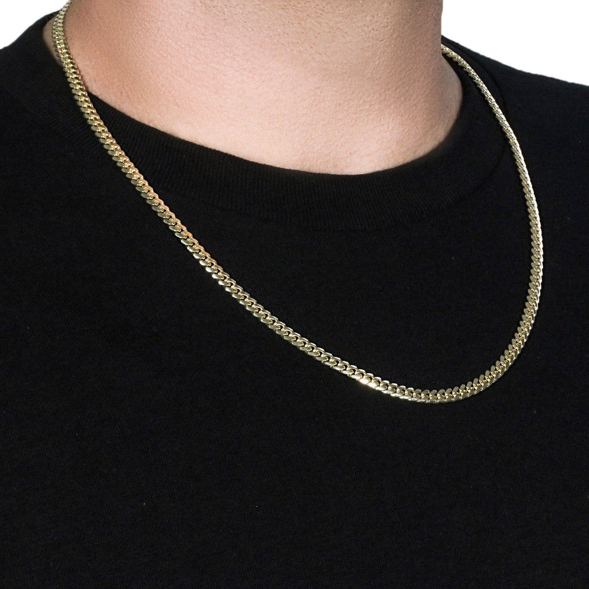 14k Yellow Gold Classic Miami Cuban Solid Chain (5.00 mm) - LinkagejewelrydesignLinkagejewelrydesign