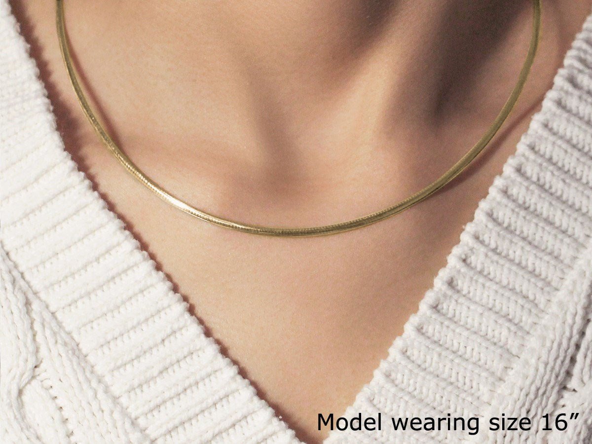 14k Yellow Gold Classic Omega Style Necklace (2.00 mm) - LinkagejewelrydesignLinkagejewelrydesign