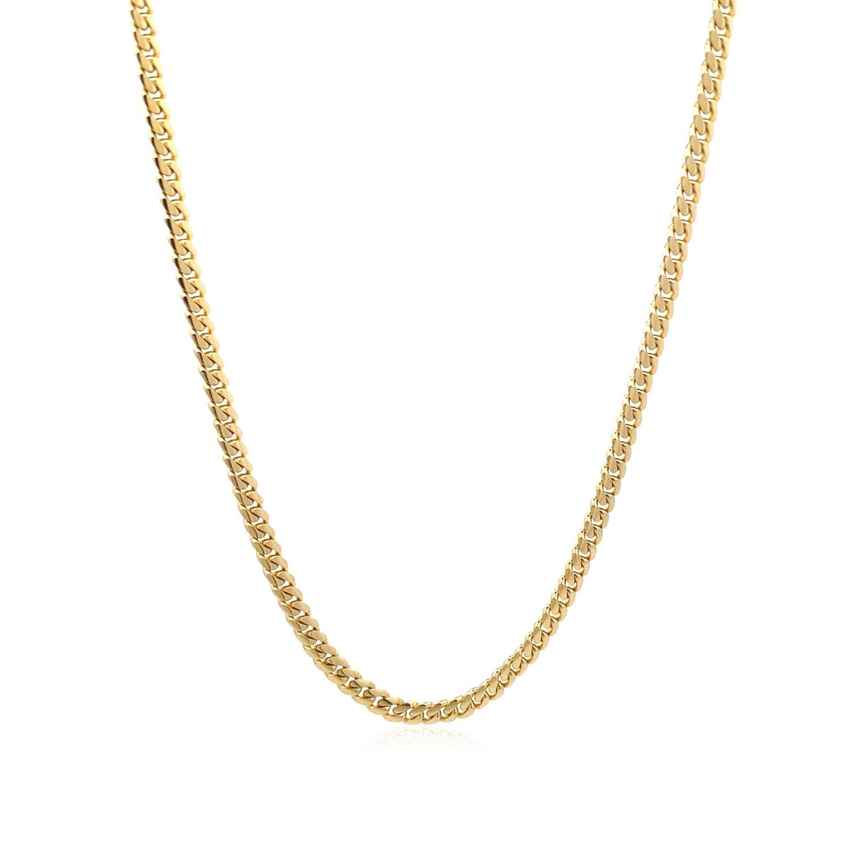 14k Yellow Gold Classic Solid Miami Cuban Chain (3.20 mm) - LinkagejewelrydesignLinkagejewelrydesign