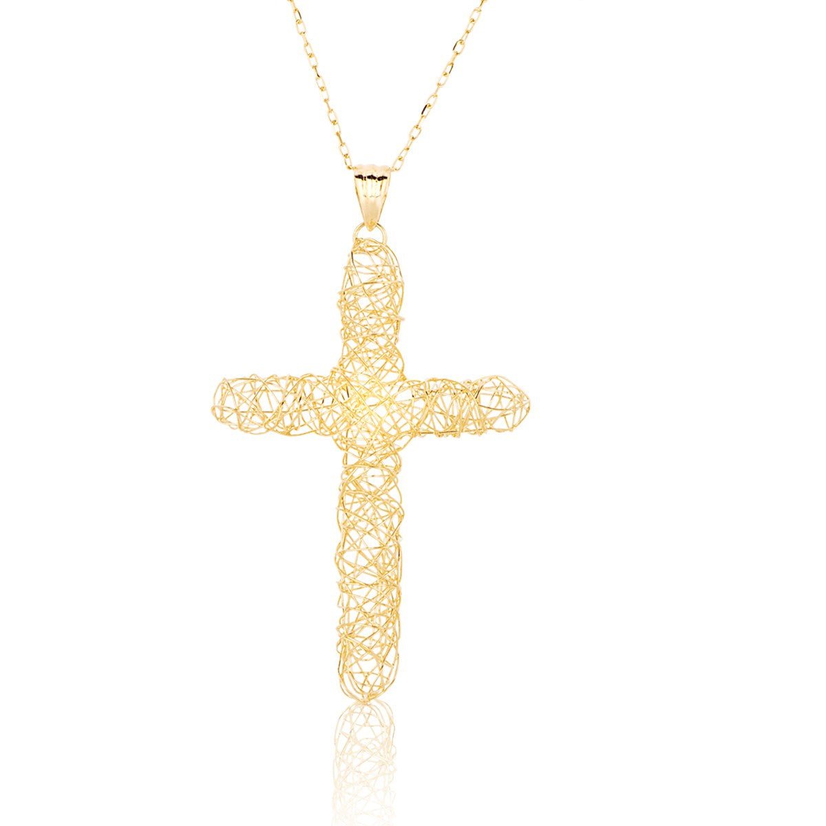 14K Yellow Gold Cross Pendant - LinkagejewelrydesignLinkagejewelrydesign