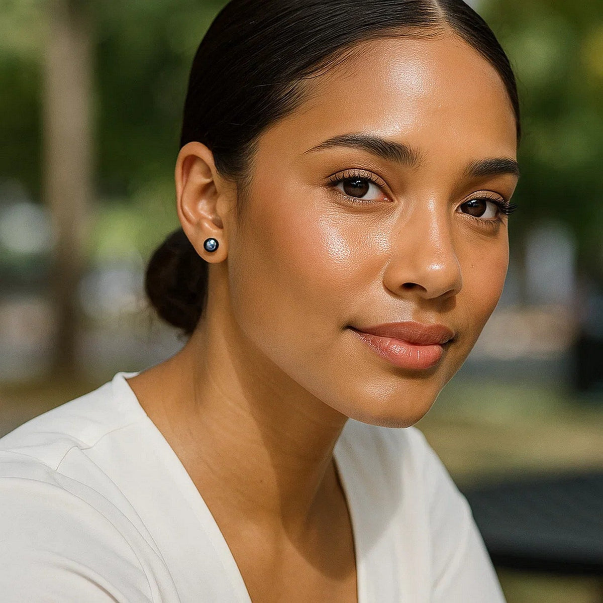 14k Yellow Gold Cultured Black Pearl Stud Earrings (6mm) - LinkagejewelrydesignLinkagejewelrydesign