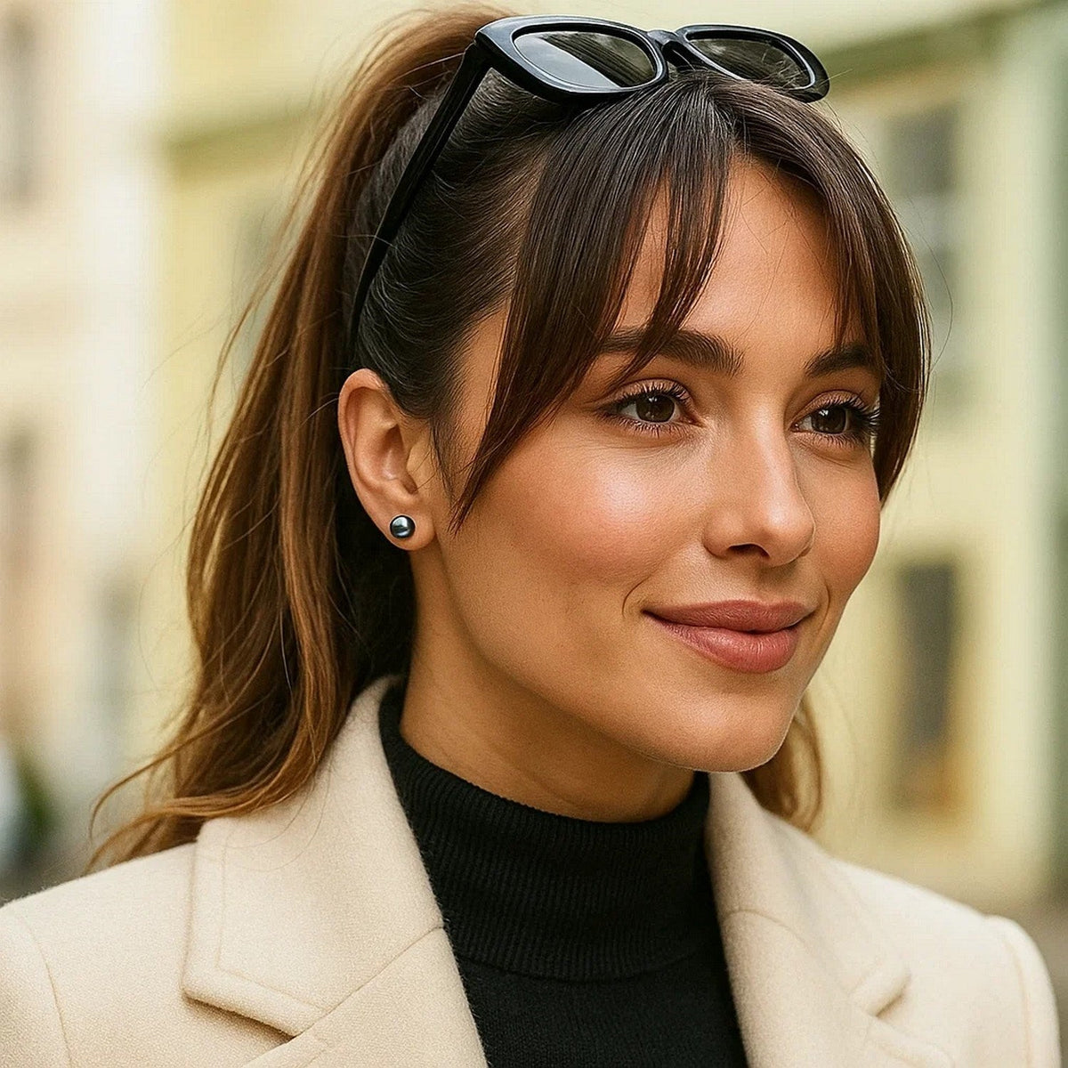 14k Yellow Gold Cultured Black Pearl Stud Earrings (7.0 mm) - LinkagejewelrydesignLinkagejewelrydesign