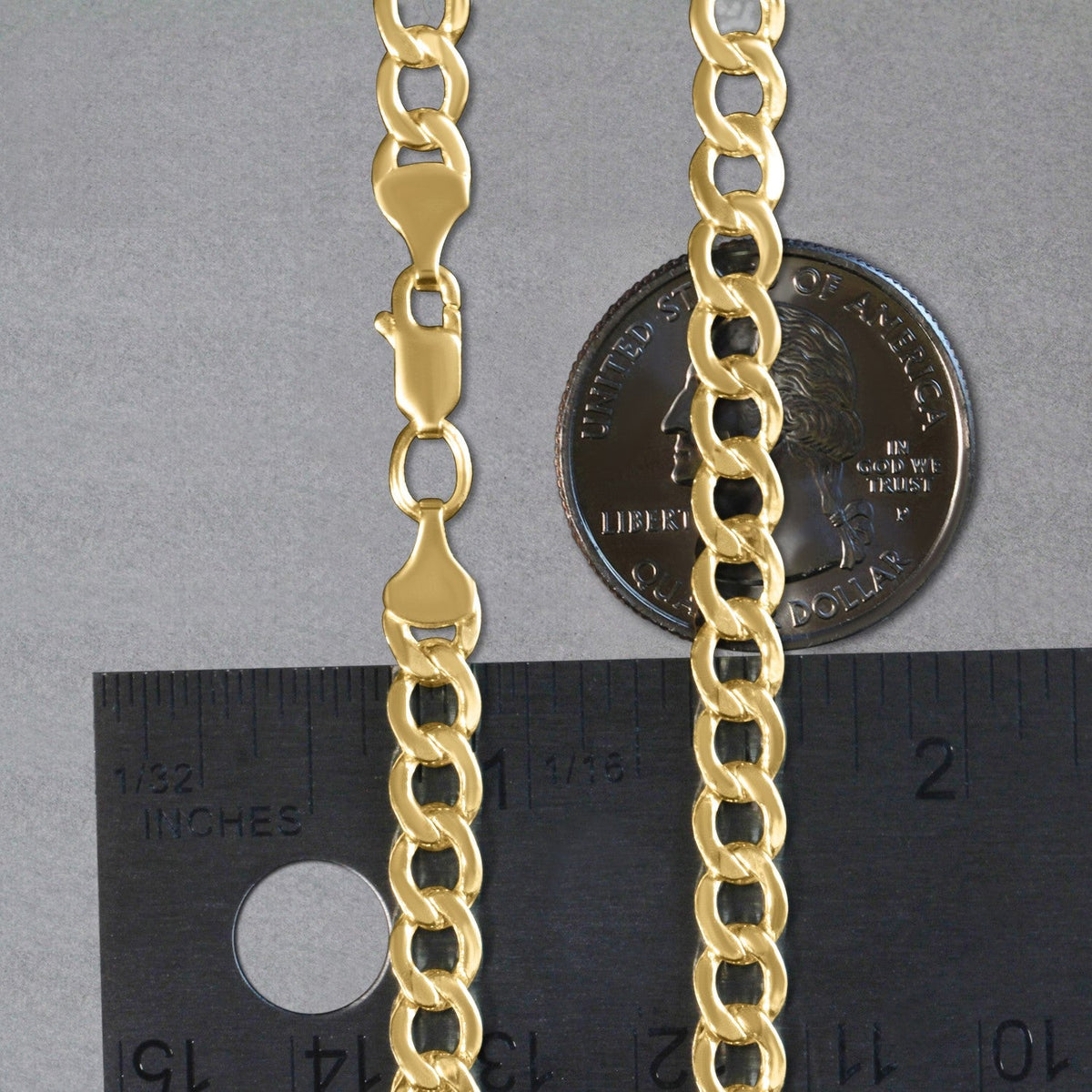 14k Yellow Gold Curb Chain (5.30 mm) - LinkagejewelrydesignLinkagejewelrydesign