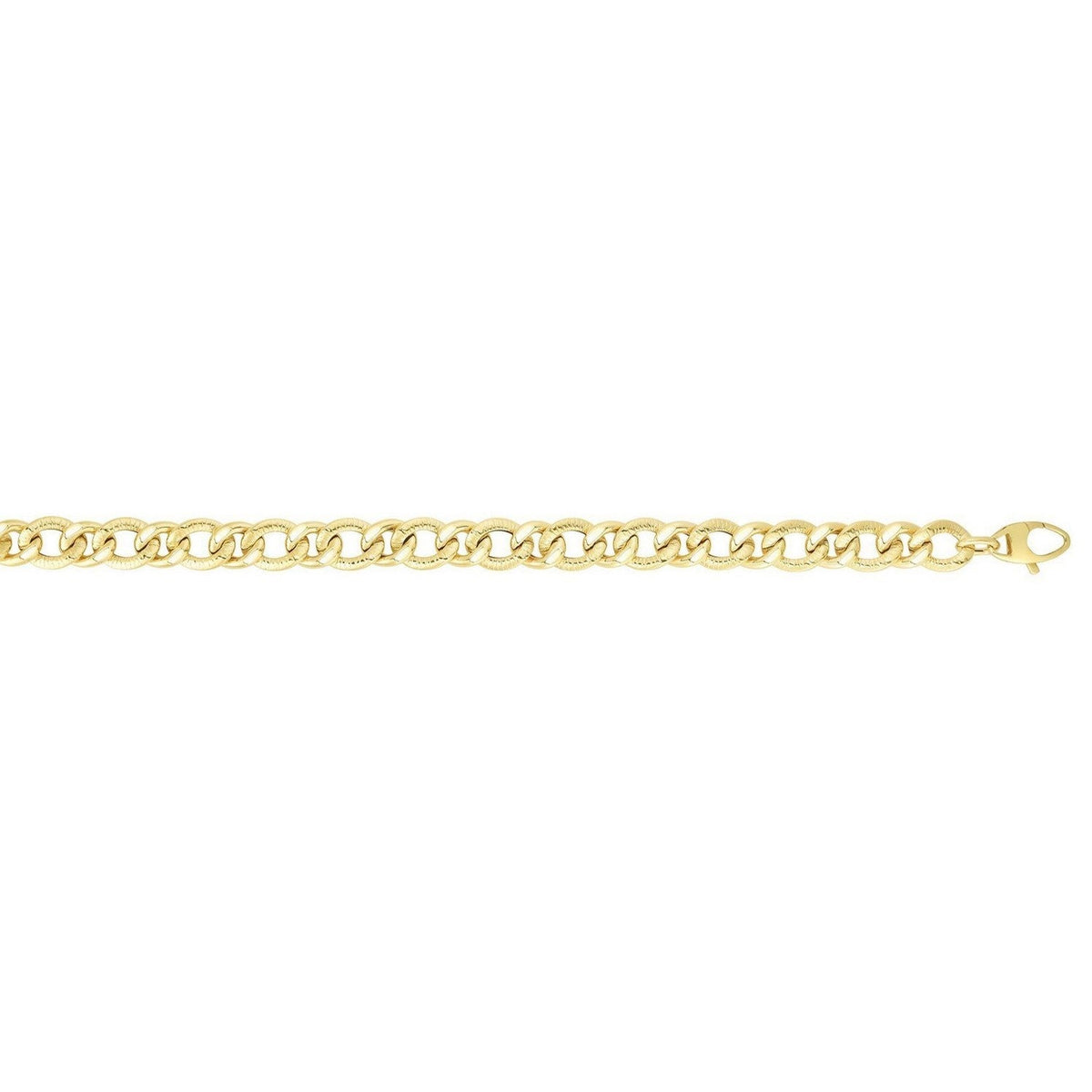14k Yellow Gold Curb Chain Design with Diamond Cuts Bracelet (8.80 mm) - LinkagejewelrydesignLinkagejewelrydesign