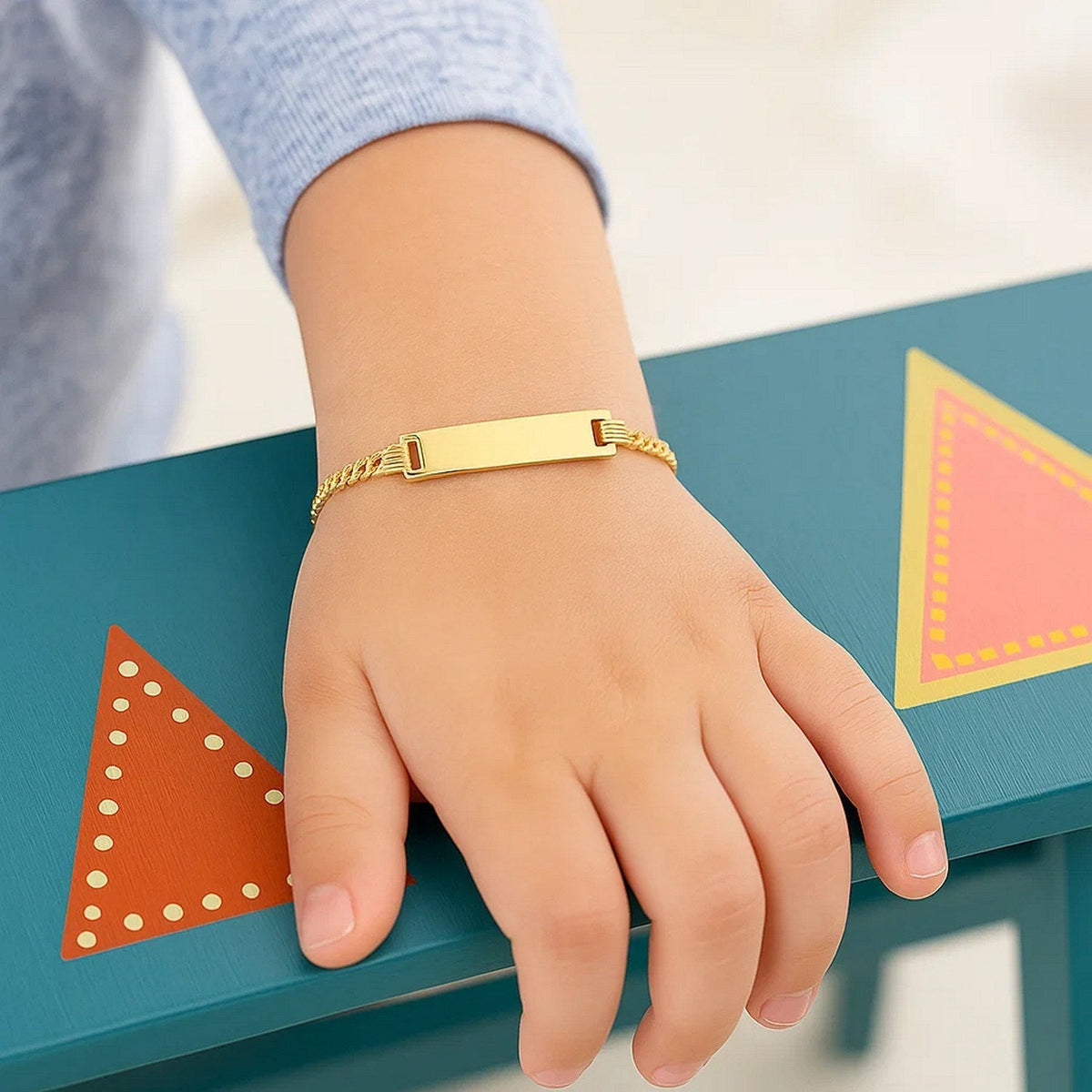 14k Yellow Gold Curb Link Style Childrens ID Bracelet (3.30 mm) - LinkagejewelrydesignLinkagejewelrydesign