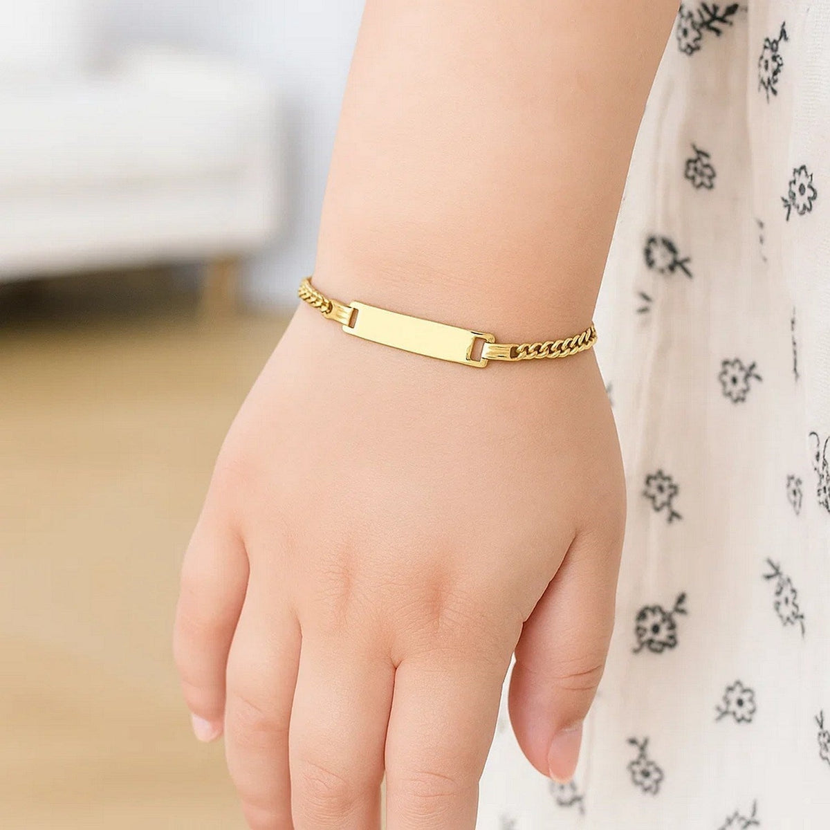 14k Yellow Gold Curb Link Style Childrens ID Bracelet (3.30 mm) - LinkagejewelrydesignLinkagejewelrydesign